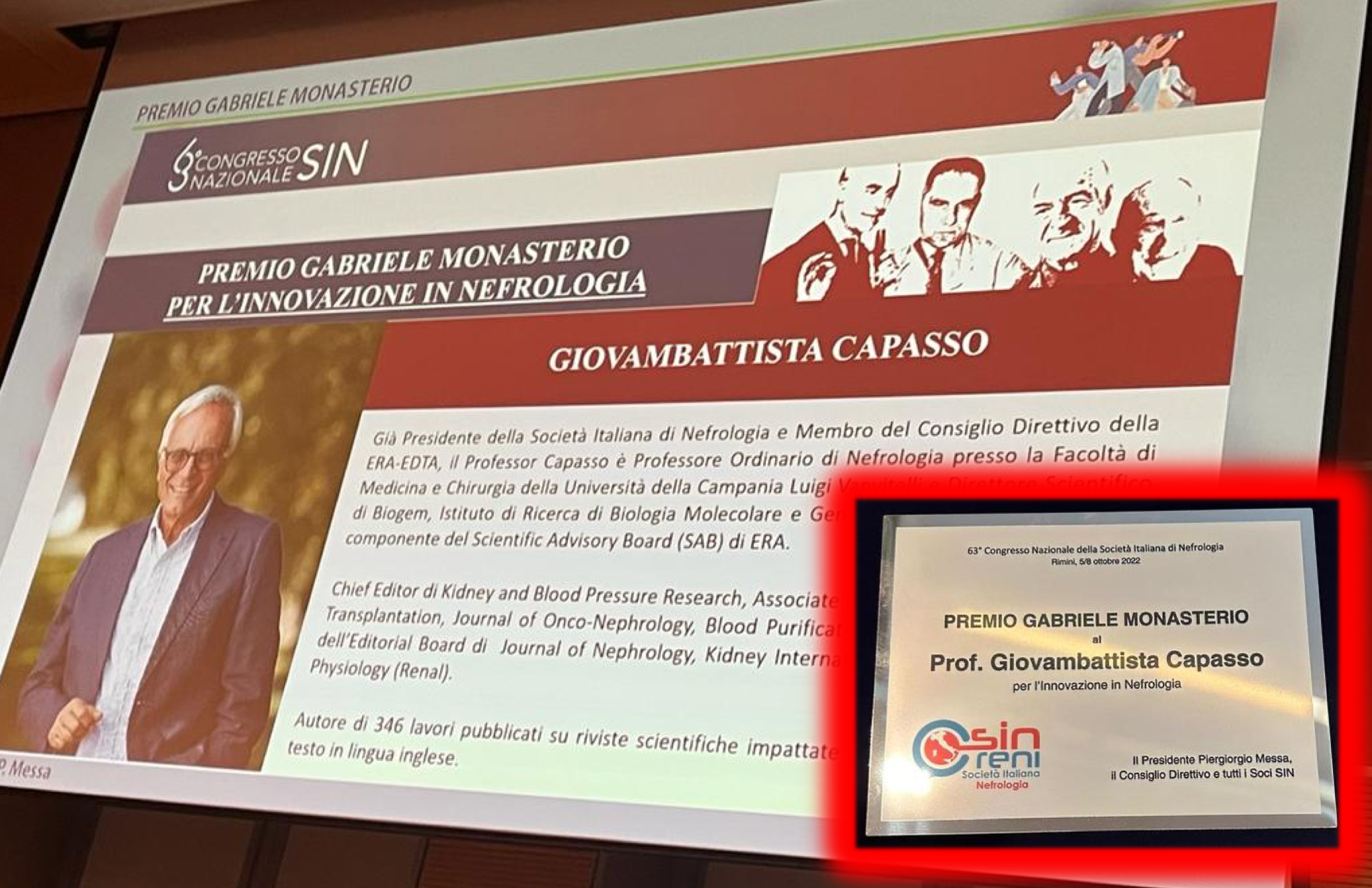Premio Gabriele Monasterio per l’innovazione in nefrologia al professore Giovambattista Capasso